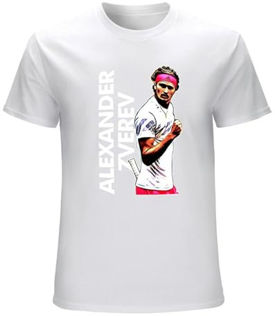 Alexander Zverev Tennis Mens T-Shirt Unisex Graphic White Tee Shirt XXL