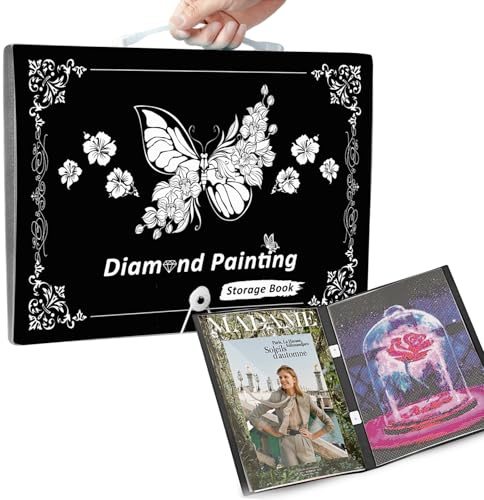 MUFEKUM A3 Handheld Storage Book 30 Pocket for Diamond Painting (Black) | Diamond Art Storage Book with 30 Pocket, Diamond Paintings Picture Album for 12”x16” Diamond Art Portfolios Photo Picture