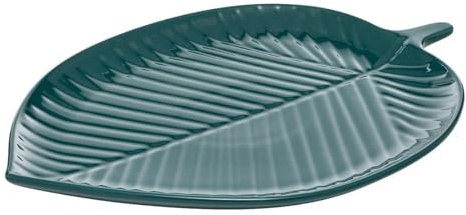 Secret de Gourmet - Centre de Table Feuille Yucatan 34cm Bleu Canard