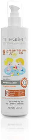 Mineaderm Sonnencreme Kinder Spray SPF 50+, mineralische UV-Filter, UVA/UVB-Schutz, feuchtigkeitsspendendes Sonnenspray für Kinder, mit Panthenol, Bisabolol & Shea Butter, 200 ml
