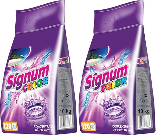 Signum Lessive en poudre COLOUR (120 Lavages) 10 kg de lessive en aluminium (Lot de 2)