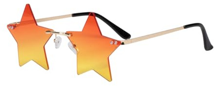 WILBERS & WILBERS - Brille mit sternförmigen Gläsern | verspiegelt, für Damen und Herren, Partybrille für Festival, Karneval, Streatwear