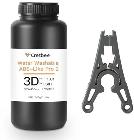 Cretbee Verbessertes Wasserwaschbares ABS-ähnliches 3D-Druckerharz Hohe Zähigkeit und Haltbarkeit, Hochpräzises, 405 nm schnell UV-härtendes Photopolymerharz für LCD/DLP-3D-Druck (Dark Grey)