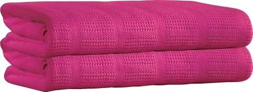 Erwin Müller Sommerdecke, leichte Baumwolldecke, Häkeldecke 2er-Pack Trient pink Größe 150x200 cm - luftig leicht, weiche Qualität, pflegeleicht
