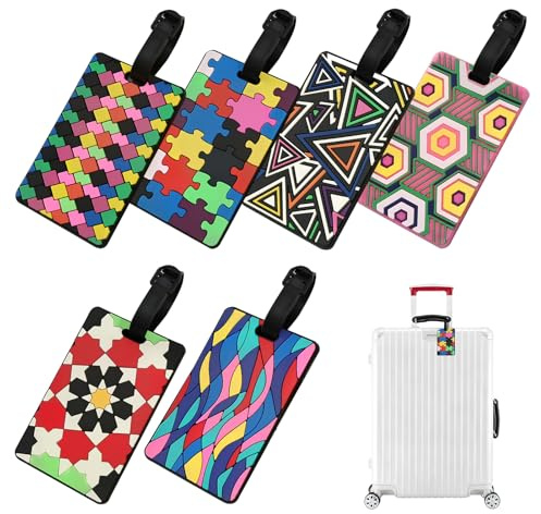 Etiquetas de Equipaje, 6 Piezas Etiqueta de Equipaje, Etiquetas Maletas | Bolso ID Tag, Multicolor Etiquetas, para Equipaje de Avión, Viaje Bolso, Maleta, Etiquetas de Identificación