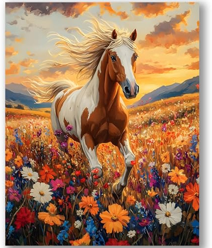 Peinture Numero Adulte Bricolage Loisirs Créatifs Activité 40×50cm Cheval | Paint By Numbers Tiere Basteln Set Kreatives Ölgemälde Geschenke Für Frauen Wohnzimmer DekorationHome Decoration Wanddeko