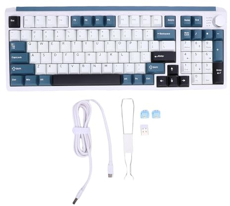 GOWENIC Mechanische Gaming-Tastatur mit 98 Tasten, 3 Modi, Kabelgebunden, Kabellos, BT 5.0, Kompakte Mechanische RGB-Tastatur mit Anpassbaren Lichteffekten, für Wins PC Laptop (Blue)
