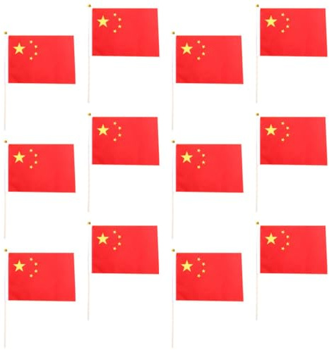HOMSFOU 50 Stück Kleiner China Flaggen mit Stab Handliche Nationalflaggen Dekorative Tisch und Gartendekoration