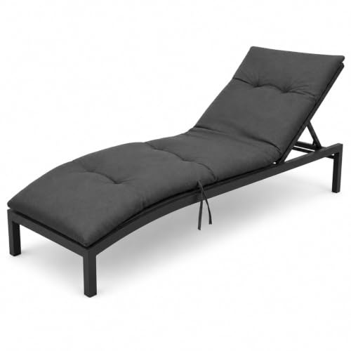 Meteorwi Home - Cojín para Tumbona Acolchado y Grueso, Colchoneta Cómoda para Exterior, Ideal para Jardín, Piscina, Terraza, Playa y Balcón (Gris Oscuro, 180x55cm)