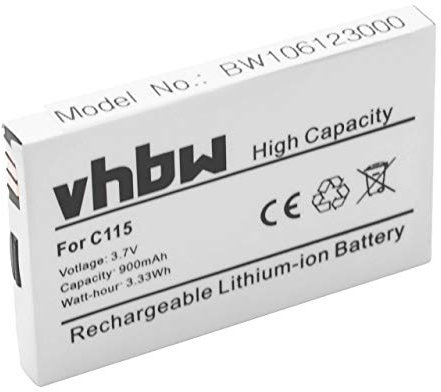 vhbw batteria compatibile con Motorola V171, C155, C156, C115, C116, C117, C139, C140, C118, C121 smartphone cellulare (900mAh, 3,7V, Li-Ion)