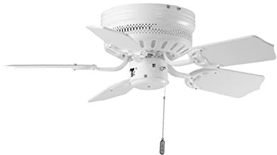Dekon White Liane Mini BC 832 Deckenventilator mit 5 Holzflügeln, 75 cm, Weiß