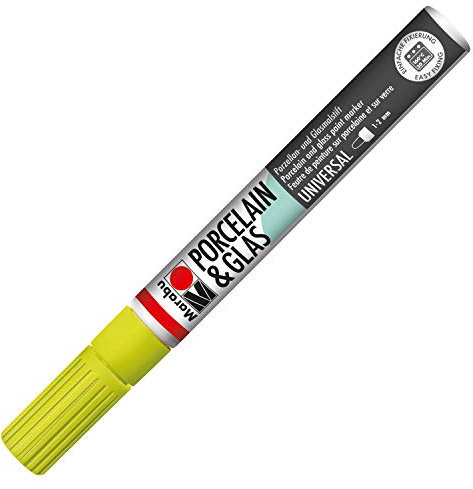 Marabu 01230031061 - Porcelain & Verre Painter reseda - Stylo à porcelaine et verre brillant à base d'eau - Épaisseur de trait 1 à 2 mm pour peindre et écrire, passe au lave-vaisselle après cuisson