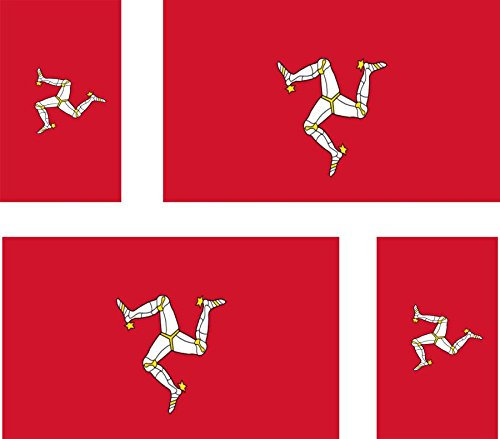 Akachafactory 4 x selbstklebend Sticker Auto Moto Koffer Laptop Flagge ILE de Man Manno Ti