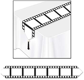 Beistle The Company Printed Filmstrip Table Runner, 11 x 6', White/Black - Standard