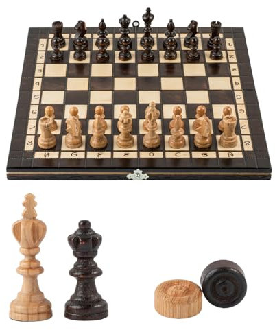 Master of Chess Olympic 35cm Cherry Tournament Holz Schach und Dame Set für Erwachsene und Kinder