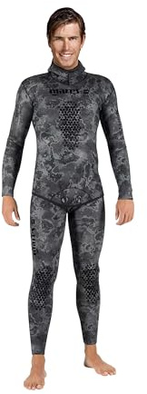 Mares Explorer Herren Neoprenanzug, 5 mm, Neopren, zum Freitauchen, Speerangeln, langärmelig, ohne Reißverschluss, anatomisches Design, S4, Schwarz