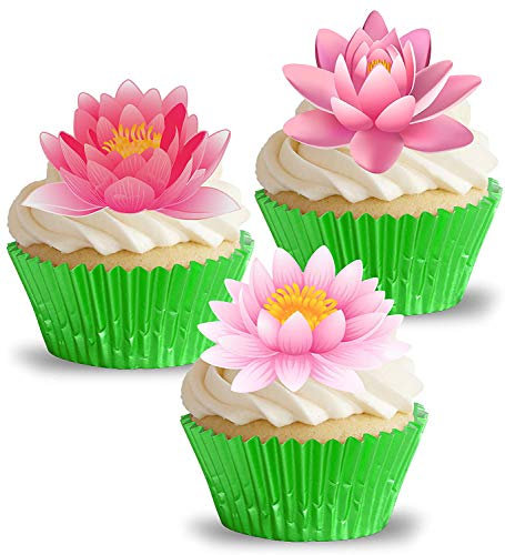 Anglesit PRE-CUT PRETTY PINK WATER LILY FLOWERS II. EDIBLE RICE/WAFER PAPER CUPCAKE CAKE DESSERT TOPPERS BIRTHDAY SPRING SUMMER PARTY WEDDING BABY SHOWER MOTHER'S DAY EASTER DECORATIONS