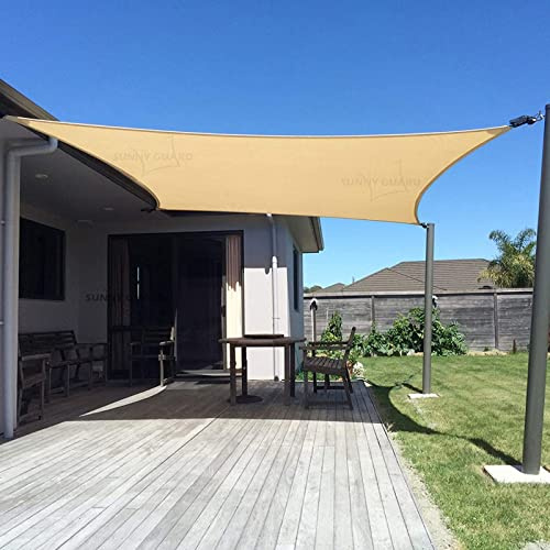 Sunny Guard Sonnensegel, rechteckig, Sandfarben, UV-Schutz, für Hinterhof, Terrasse, Garten, Outdoor-Aktivitäten und Einrichtungen, 4,2 x 5,4 m, (wir Stellen individuelle Größen her)