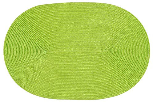 Haus und Deko Platzset Polypro oval ca. 45 x 30 cm Anis Platzdeckchen Tischset geflochtene Bast-Optik