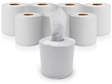 RelianceUK 12 Pack 2 Ply White Centrefeed Rolls – Strong Kitchen Paper Towels for Cleaning, Drying & Hygiene – Heavy Duty Multi Purpose Embossed Tissue Roll for Home & Commercial Use