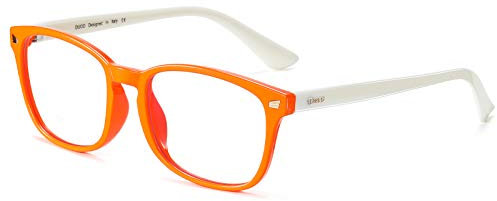 DUCO TR90 Rahmen Blaulicht Blockierbrille für Kinder Anti-Glare Gaming Computer Brille Brille für Jungen und Mädchen Alter 5-10 K028 (Orange Weiß)