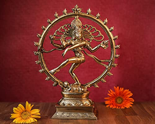 SHIVAJI ARTS Nataraja Statue – 34,3 cm Messing tanzendes Shiva Natraj Idol für Yoga-Halle Dekor