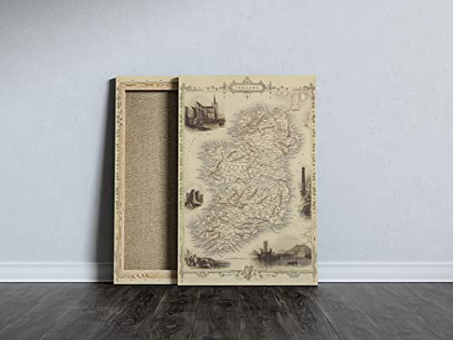 52 North Vintage 1851 Karte von Irland, antike Karte von Irland, gerahmt, Kunstdruck, Wandkunst, Geschenk pp454, A1 (50,8 x 76,2 cm)