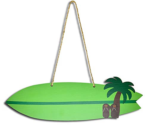 Surfbrett-Wanddekoration, 40,6 cm, Sommer, Strand, Ozean, hängende Dekorationen, Surfbrett-Schild, tropische Themen, Heimparty, Pool, Bar, Badezimmer, Holzausschnitt, Grün