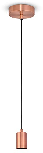 Paco Home Deckenlampe Pendellampe Deckenleuchte Kompatibel Mit Lampenschirm Hängelampe Lampenfasssung E27 Textilkabel Kürzbar Fassung 1-Flammig Kupfer