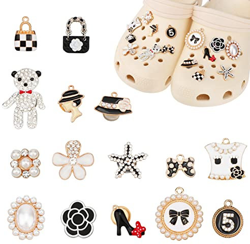 15 Stück Schöne Diamant Perlen Schuhanhänger Charms für Clog Sandalen, Bling Schuhdekoration Anhänger für Schuhe, Süße CLOG Charms Accessoires, Party Weihnachts Geschenk für Mädchen Frauen