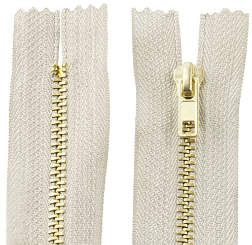 AERZETIX - C61188-2er-Set nicht trennbare Reißverschlüsse 8 cm aus metall - zipper - Farbe hellbeige - nähzubehör lederwaren etuis röcke kleider hosen kurzwaren