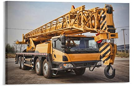 QITEX Bilder Leinwand Kran LKW Maschinenbau Bau Leinwand Poster Schlafzimmer Dekor Sport Landschaft Büroraum Dekor Geschenk Leinwand Poster 40x60cm Kein Rahmen