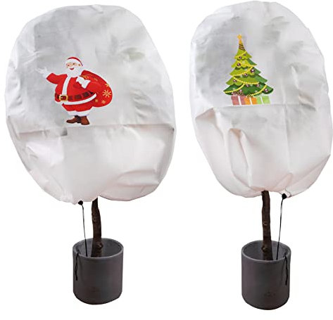 2 Pièces Voile Hivernage Plante Exterieur Noel, Voile D'hivernage pour Arbustes 80×100cm, Housse D'hivernage pour Plantes en Pot, Housse Hivernage Olivier Palmier Citronnier Jardin D Hivernage (D)