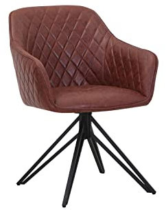 SAM Drehstuhl Ruby, 180 Grad drehbar, Stoffbezug Wildleder-Optik, Esszimmerstuhl/Armlehnstuhl mit kleinem Rauten-Muster innen & außen, Metallgestell schwarz