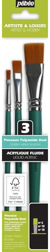 Pébéo POCHETTE 3 PINCEAUX MANCHE COURT PLAT -