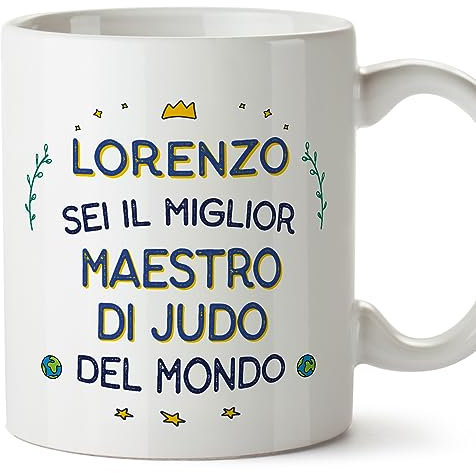 Mugffins Tazza Personalizzata in ceramica per MAESTRO DI JUDO uomo 11 oz / 350 ml - In italiano - Migliore del Mondo - Idea regalo per compleanno, anniversario, natale, laurea