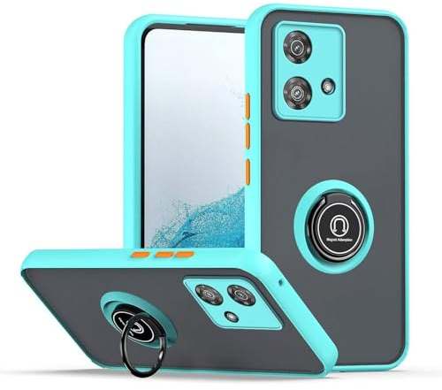 HONLEN Custodia per Motorola Moto Edge 40 Neo (6.55 Inches), Cover per Cellulare in Silicone Opaco Trasparente con Supporto ad Anello - Cielo blu