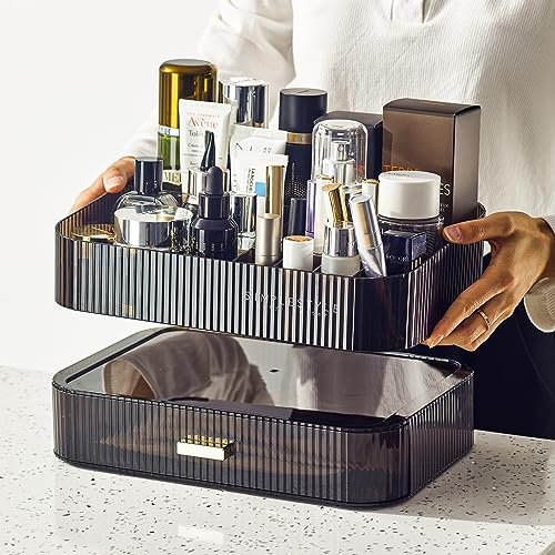 Ssiixx Make-up-Organizer mit stapelbarer Schublade, große Kapazität, Kosmetik-Aufbewahrungsbox, ideal für Schreibtisch, Kommode, Arbeitsplatte, Badezimmer und Schlafzimmer, geeignet für Hautpflege,