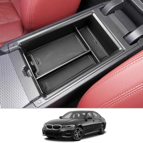 CDEFG Kompatibel mit BMW 3er G20 G21 2019-2023 2024 2025 / 4er G22 / i3 G28 i4 G26 Facelift Mittelkonsole Handschuhfach Armlehne Multifunktionaler Aufbewahrungsbox Auto Zubehör (Schwarz)