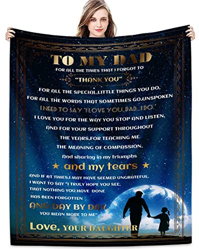Aotximlat Gifts to My Dad Blanket from Daughter Grateful Father's Day Birthdays Gift Ultra-Soft Micro Fleece Throw Blankets for Home Bed Sofa Travel Warm Fuzzy Flannel Lightweight Idea
