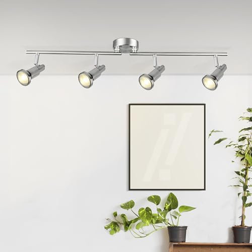 Lightbox drehbares Basic Spotrohr - 13 x 78 x 18 cm - funktionale Deckenstrahler mit schwenkbaren Köpfen & Armen - inkl. wechselbaren LEDs - 4 x GU10, max.W- aus Metall - in Eisen/Chrom