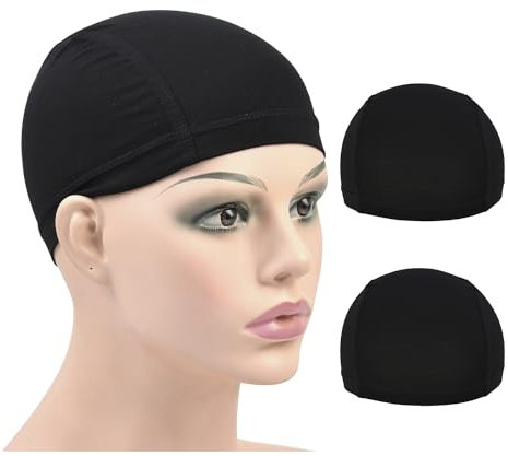 2 Stück Perücken Bambusfaser Wig Caps Elastische Atmungsaktive Perücken Liner Cap (Black)