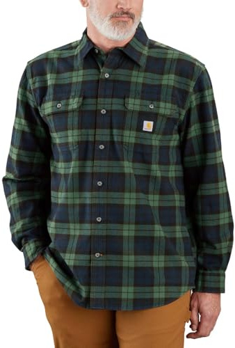 Carhartt 106356 Loose Fit Heavyweight Flannel Long-Sleeve Plaid Shirt FROSTED BALSAM S