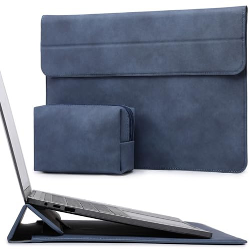 HYZUO 15-16 Zoll Laptop Hülle Laptophülle mit Standfunktion für MacBook Pro 16 M4/M3/M2/M1 Pro/Max 2025-2019, XPS 15, MacBook Pro 15 2015-2012, Samsung Galaxy Book Flex/Pro 15, Navy Blau