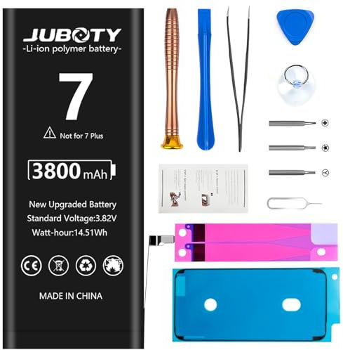 JUBOTY [3800mAh] Battery for iPhone 7, Li-ion New Upgraded High Capacity Battery Replacement for iPhone 7 Model A1660 A1778 A1779 with Professional Repair Tool Kit (NOT fit 7Plus)