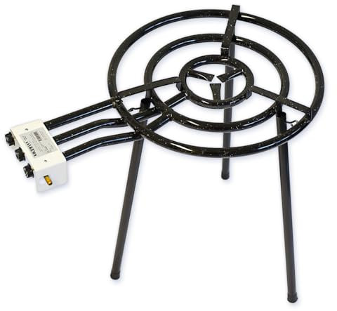 Kochmann Germany Paella Gasbrenner mit zwei Brennringen - 82 cm Höhe - 40cm Breite - Perfekt für Geselligkeit im Freien - Standardfüße