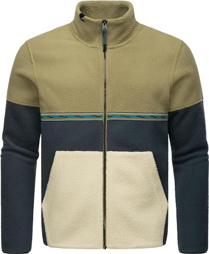 Ragwear Herren Fleecejacke kurzer kuscheliger Sweater warm mit hohem Kragen Lonndy Olive Gr. XL