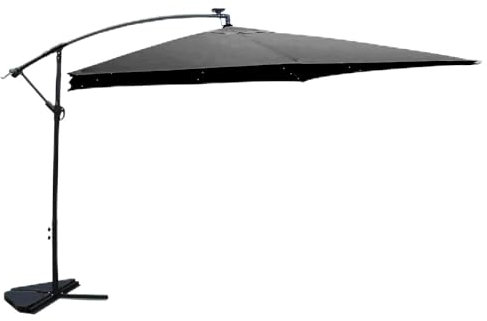 CONCEPT USINE | Parasol LED Déporté Inclinable 3x3m | SOLENZARA Bulle Gris | Energie Solaire | Manivelle Anti-Retour | Toile Polyester | Structure Aluminium | Waterproof, Résistant, Jardin, Piscine