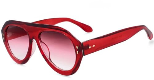 LVTFCO Übergroße Sonnenbrille, modisch, für Herren und Damen, Schutzbrille, Uv400, Vintage-Brille, Rot, Einheitsgröße