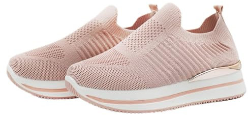 Aspand Collection Baskets Confortables pour Femme, Chaussures orthopédiques avec Rembourrage pour voûte Plantaire, Rose, 39 EU